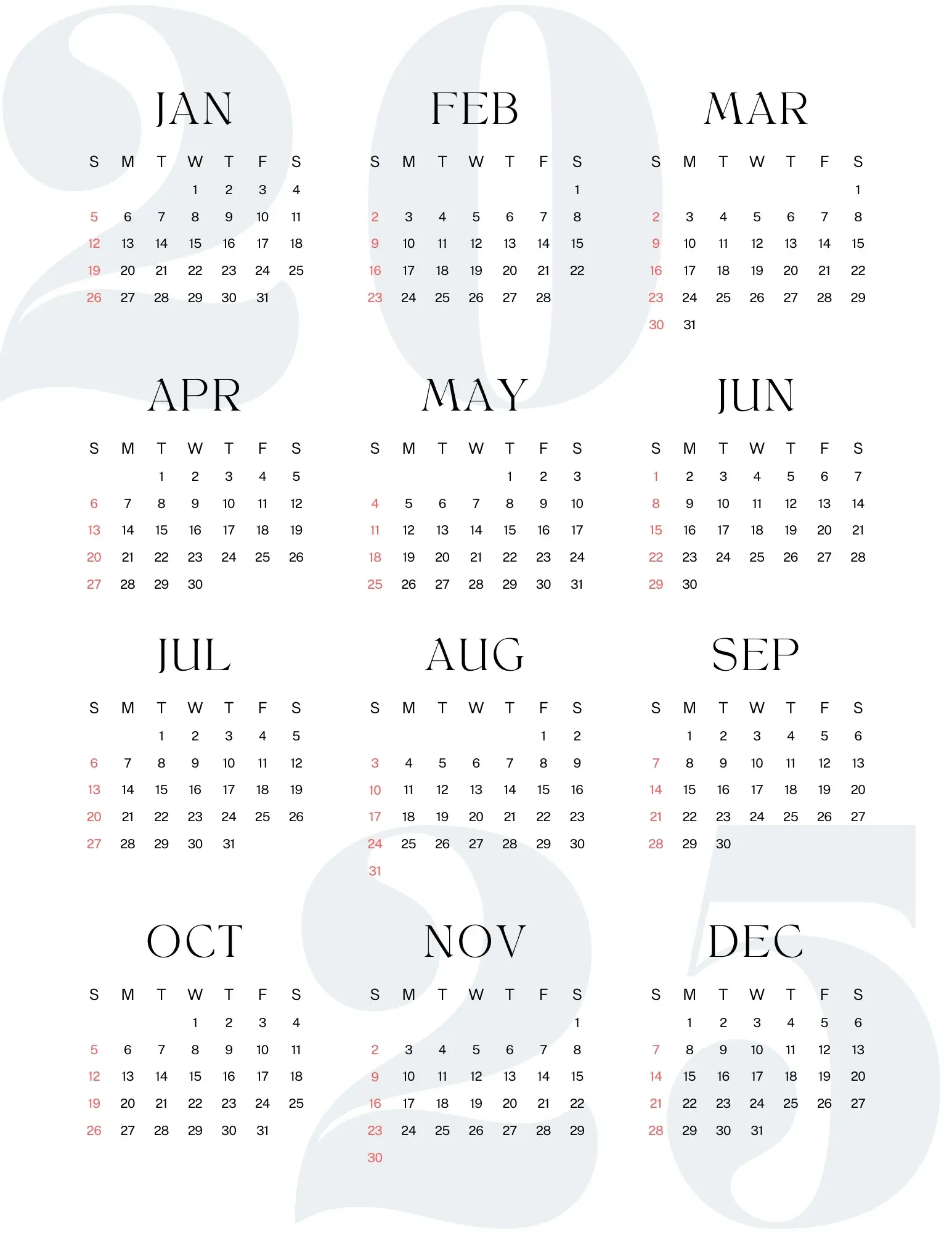 2025 Ka Calendar Portrait Preview